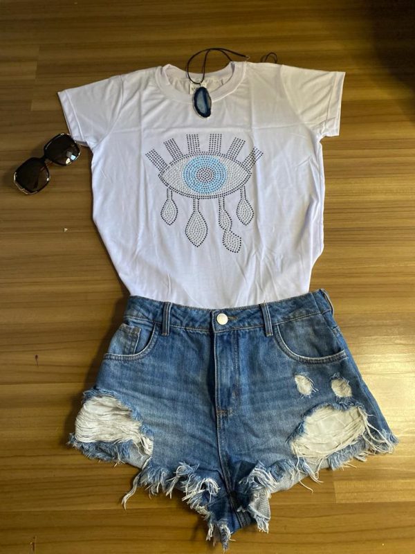 Camiseta Branca Feminina - Olho Grego - Imagem 2